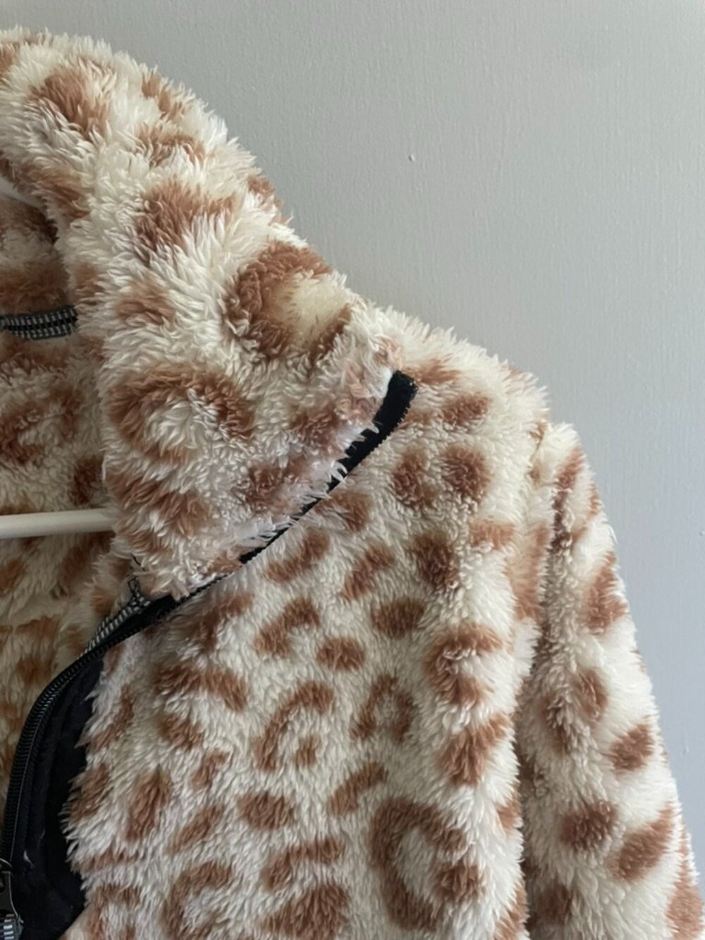 Simply Southern Leopard Sherpa Pullover Large Quarter Zip Fleece Cream Tan Cozy - Picture 2 of 6